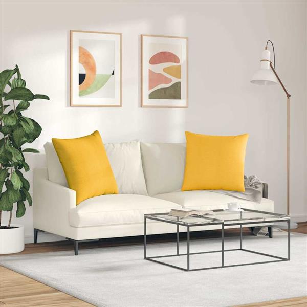 Grote foto vidaxl sofa kussens 2 pcs lichtgeel 60 x 60 cm katoen stof huis en inrichting woningdecoratie