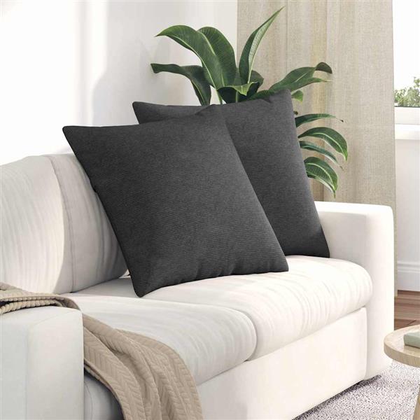 Grote foto vidaxl sofa kussens 2 pcs donkergrijs 60 x 60 cm katoen stof huis en inrichting woningdecoratie