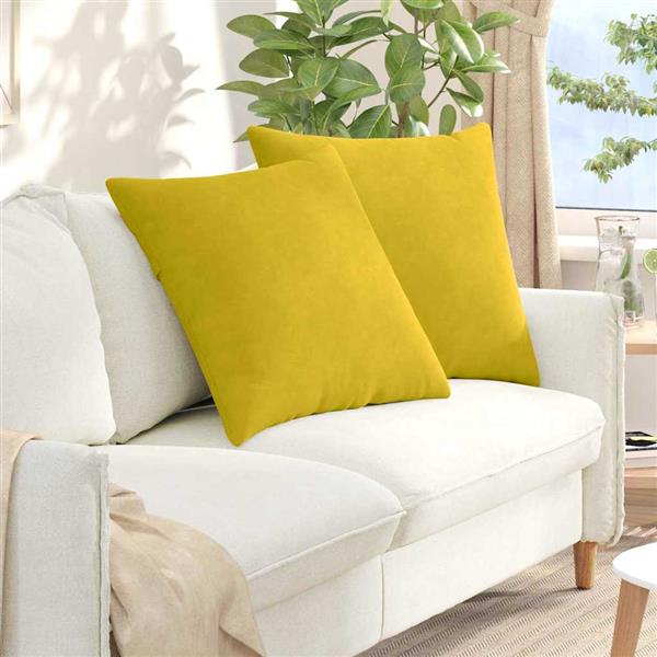 Grote foto vidaxl sofa kussens 2 pcs geel 60 x 60 cm katoen stof huis en inrichting woningdecoratie