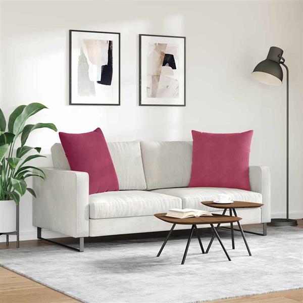 Grote foto vidaxl sofa kussens 2 pcs wijnrood 60 x 60 cm katoen stof huis en inrichting woningdecoratie