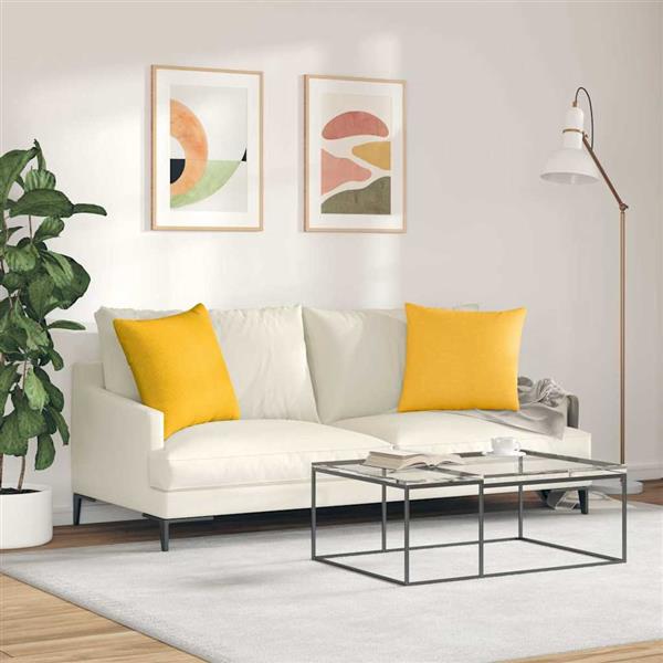 Grote foto vidaxl sofa kussens 2 pcs lichtgeel 50 x 50 cm katoen stof huis en inrichting woningdecoratie