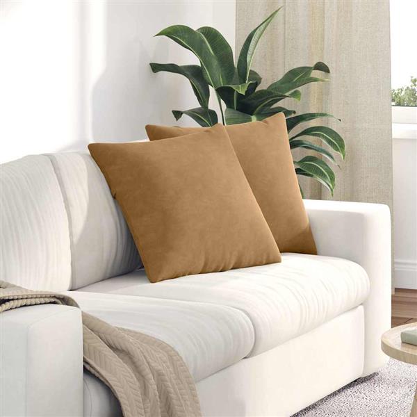 Grote foto vidaxl sofa kussens 2 pcs bruin 50 x 50 cm katoen stof huis en inrichting woningdecoratie