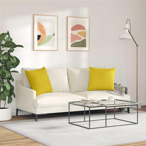 Grote foto vidaxl sofa kussens 2 pcs geel 50 x 50 cm katoen stof huis en inrichting woningdecoratie