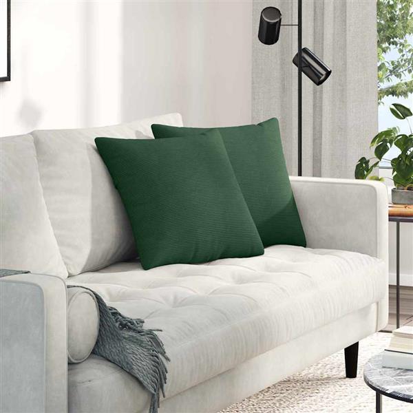 Grote foto vidaxl sofa kussens 2 pcs donkergroen 45 x 45 cm katoen stof huis en inrichting woningdecoratie