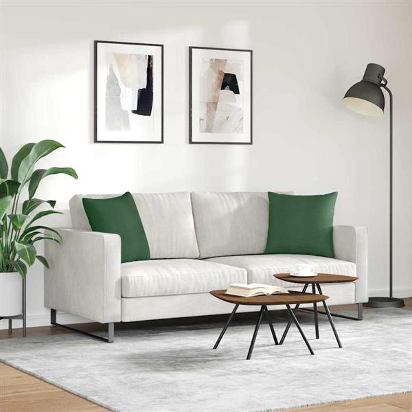 Grote foto vidaxl sofa kussens 2 pcs donkergroen 45 x 45 cm katoen stof huis en inrichting woningdecoratie