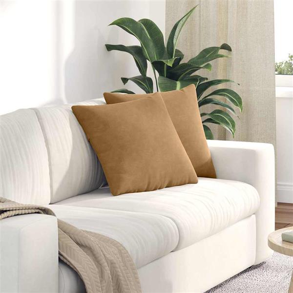 Grote foto vidaxl sofa kussens 2 pcs bruin 45 x 45 cm katoen stof huis en inrichting woningdecoratie
