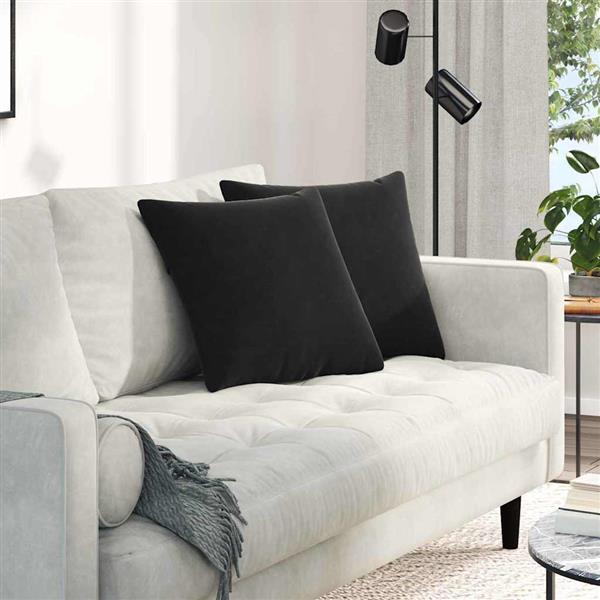 Grote foto vidaxl sofa kussens 2 pcs zwart 45 x 45 cm katoen stof huis en inrichting woningdecoratie
