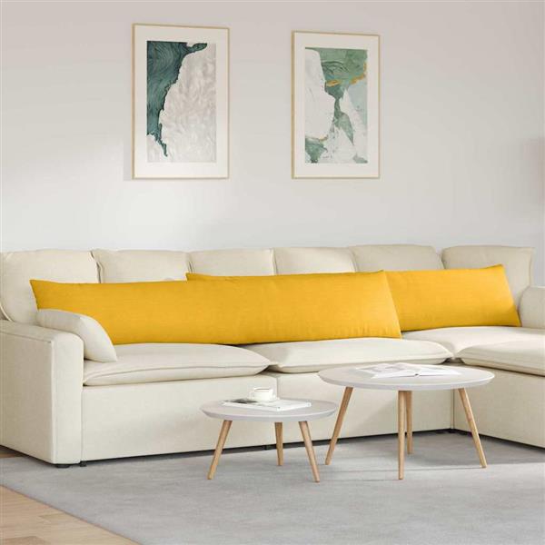 Grote foto vidaxl sofa kussens 2 pcs lichtgeel 200 x 40 cm katoen stof huis en inrichting woningdecoratie