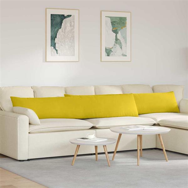 Grote foto vidaxl sofa kussens 2 pcs geel 200 x 40 cm katoen stof huis en inrichting woningdecoratie