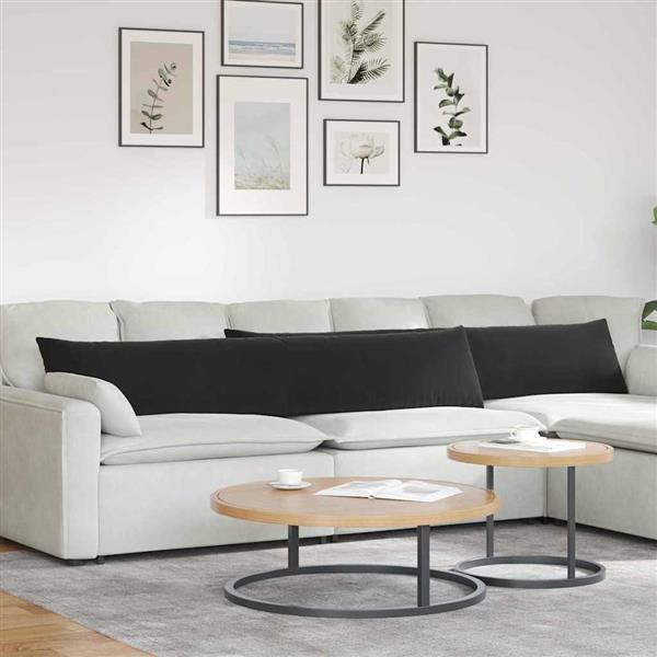 Grote foto vidaxl sofa kussens 2 pcs zwart 200 x 40 cm katoen stof huis en inrichting woningdecoratie