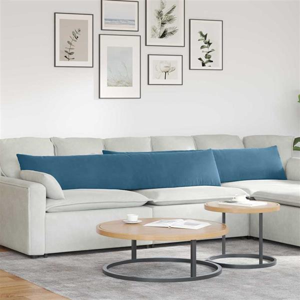 Grote foto vidaxl sofa kussens 2 pcs blauw 200 x 40 cm katoen stof huis en inrichting woningdecoratie