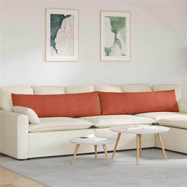 Grote foto vidaxl sofa kussens 2 pcs rood oranje 145 x 40 cm katoen stof huis en inrichting woningdecoratie