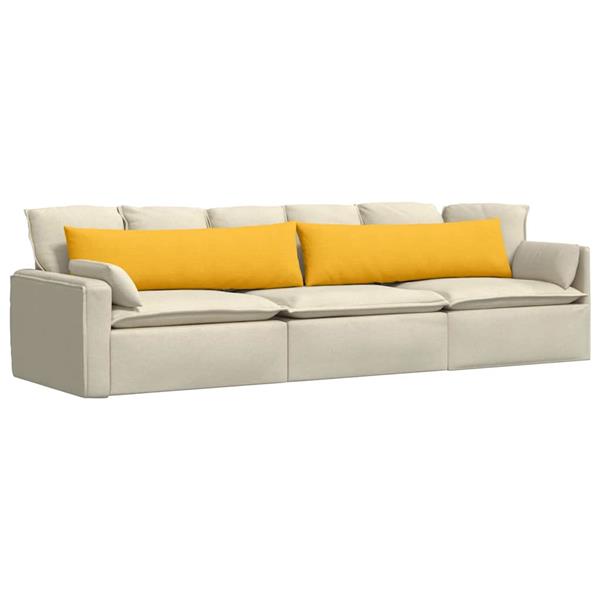 Grote foto vidaxl sofa kussens 2 pcs lichtgeel 145 x 40 cm katoen stof huis en inrichting woningdecoratie