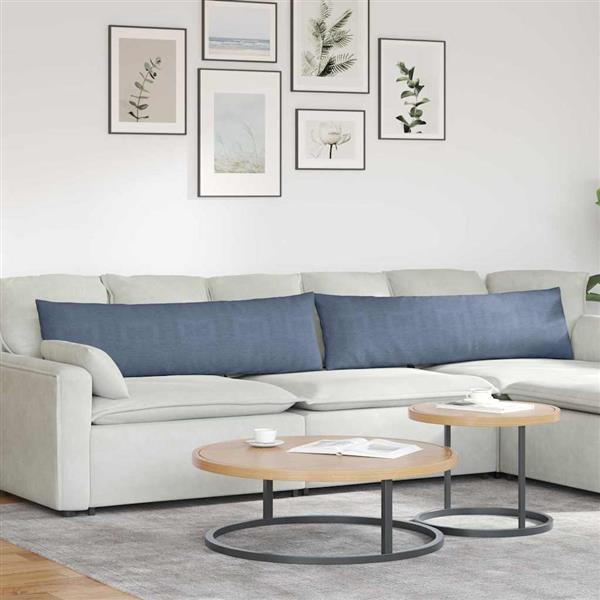 Grote foto vidaxl sofa kussens 2 pcs blauw 145 x 40 cm katoen stof huis en inrichting woningdecoratie