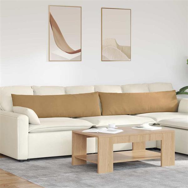 Grote foto vidaxl sofa kussens 2 pcs bruin 145 x 40 cm katoen stof huis en inrichting woningdecoratie
