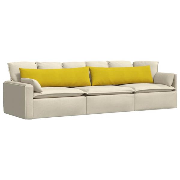 Grote foto vidaxl sofa kussens 2 pcs geel 145 x 40 cm katoen stof huis en inrichting woningdecoratie