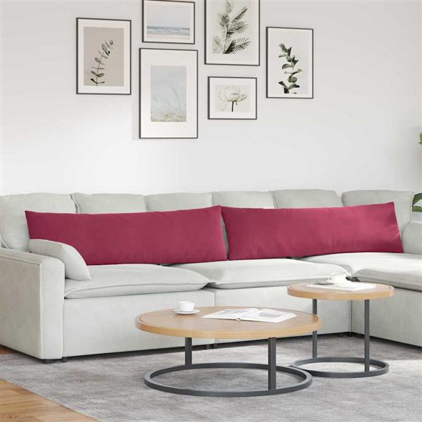 Grote foto vidaxl sofa kussens 2 pcs wijnrood 145 x 40 cm katoen stof huis en inrichting woningdecoratie