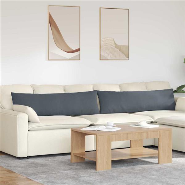 Grote foto vidaxl sofa kussens 2 pcs donkergrijs 145 x 40 cm katoen stof huis en inrichting woningdecoratie