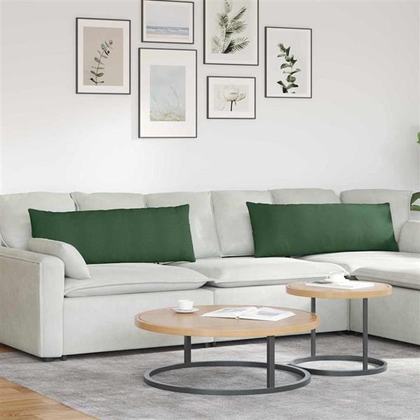Grote foto vidaxl sofa kussens 2 pcs donkergroen 120 x 40 cm katoen stof huis en inrichting woningdecoratie
