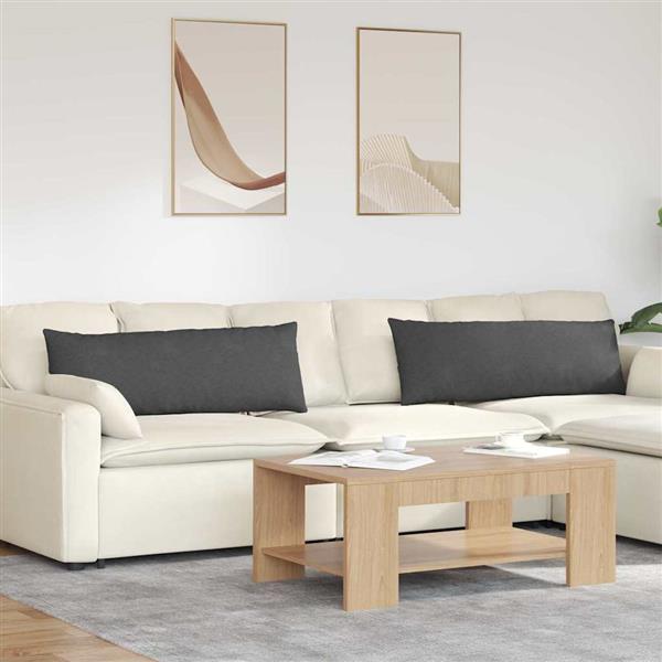 Grote foto vidaxl sofa kussens 2 pcs donkergrijs 120 x 40 cm katoen stof huis en inrichting woningdecoratie