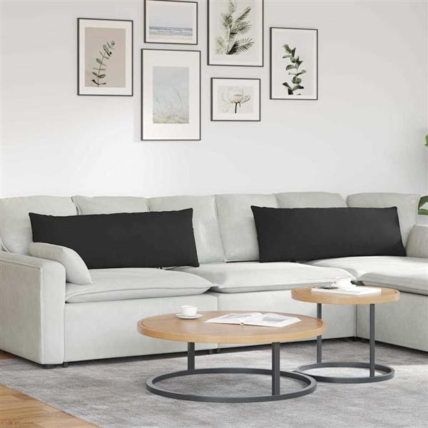 Grote foto vidaxl sofa kussens 2 pcs zwart 120 x 40 cm stof huis en inrichting woningdecoratie