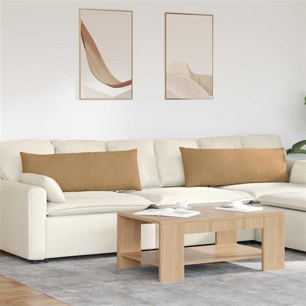 Grote foto vidaxl sofa kussens 2 pcs bruin 120 x 40 cm katoen stof huis en inrichting woningdecoratie