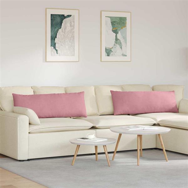 Grote foto vidaxl sofa kussens 2 pcs roze 120 x 40 cm katoen stof huis en inrichting woningdecoratie