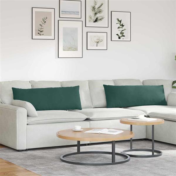 Grote foto vidaxl sofa kussens 2 pcs donkergroen 120 x 40 cm katoen stof huis en inrichting woningdecoratie