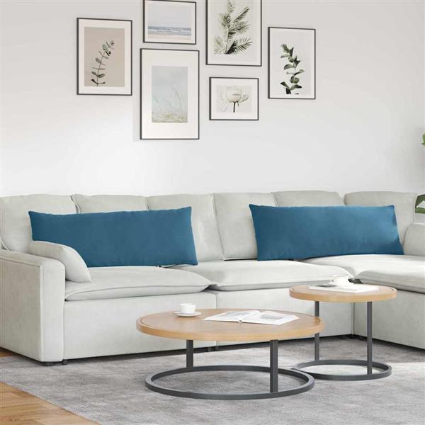 Grote foto vidaxl sofa kussens 2 pcs blauw 120 x 40 cm katoen stof huis en inrichting woningdecoratie