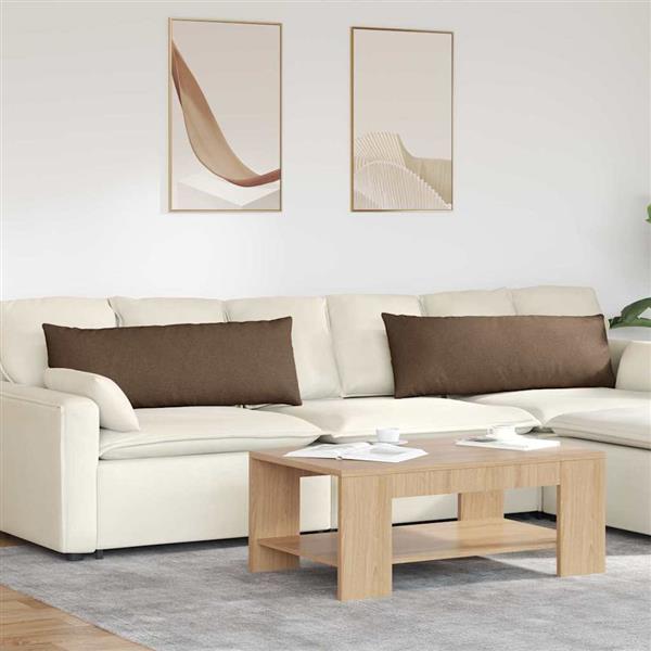 Grote foto vidaxl sofa kussens 2 pcs bruin 120 x 40 cm stof huis en inrichting woningdecoratie