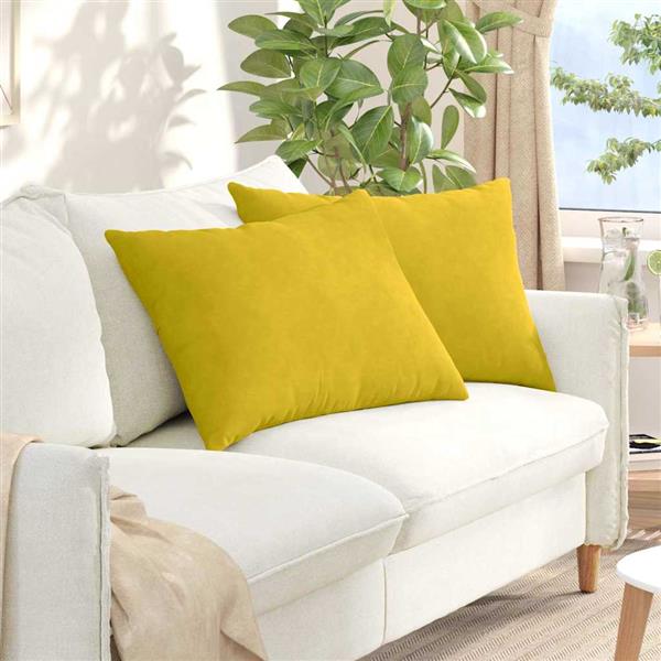 Grote foto vidaxl sofa kussens 2 pcs geel 70 x 50 cm katoen stof huis en inrichting woningdecoratie