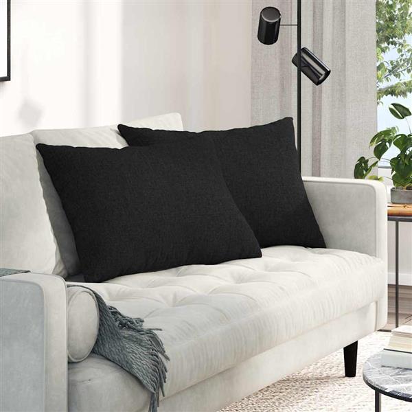 Grote foto vidaxl sofa kussens 2 pcs zwart 70 x 50 cm stof huis en inrichting woningdecoratie