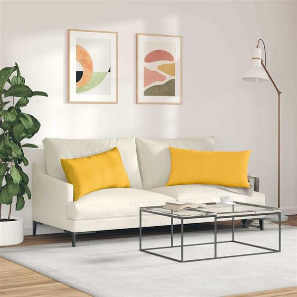 Grote foto vidaxl sofa kussens 2 pcs lichtgeel 80 x 40 cm katoen stof huis en inrichting woningdecoratie