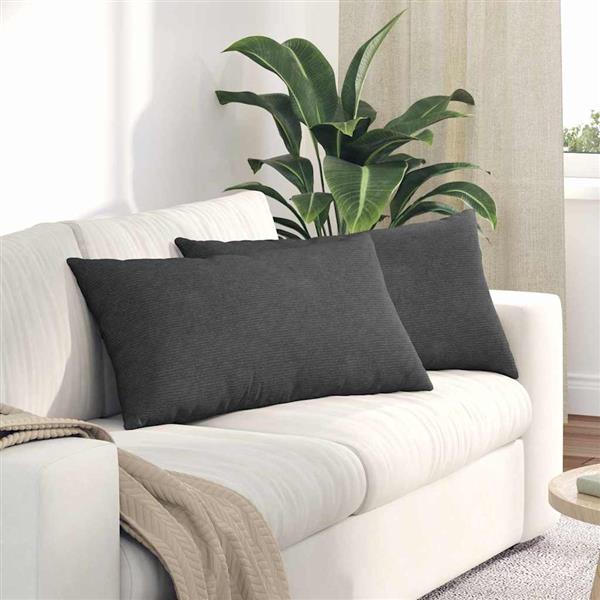 Grote foto vidaxl sofa kussens 2 pcs donkergrijs 80 x 40 cm katoen stof huis en inrichting woningdecoratie
