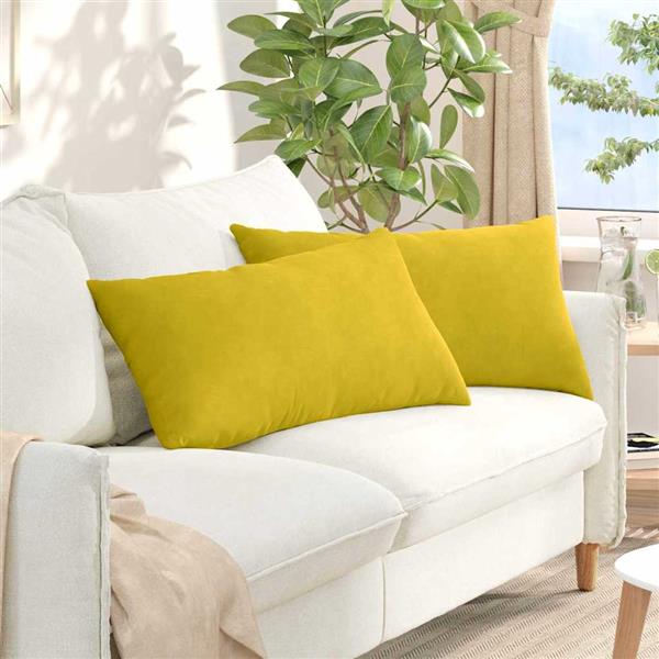 Grote foto vidaxl sofa kussens 2 pcs geel 80 x 40 cm katoen stof huis en inrichting woningdecoratie