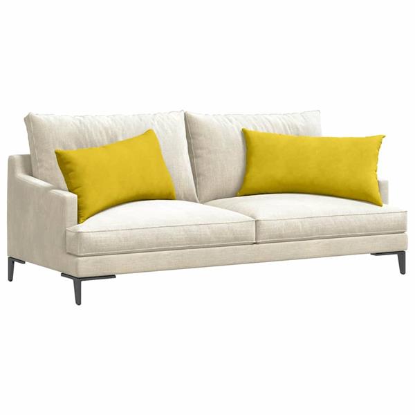 Grote foto vidaxl sofa kussens 2 pcs geel 80 x 40 cm katoen stof huis en inrichting woningdecoratie