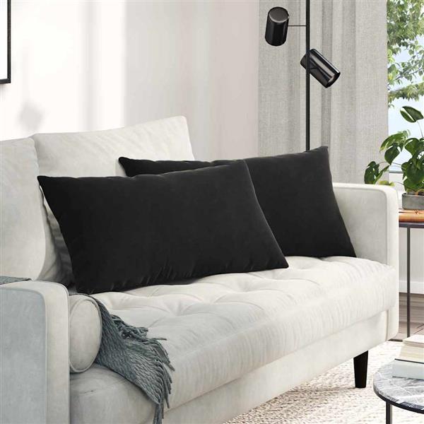 Grote foto vidaxl sofa kussens 2 pcs zwart 80 x 40 cm katoen stof huis en inrichting woningdecoratie