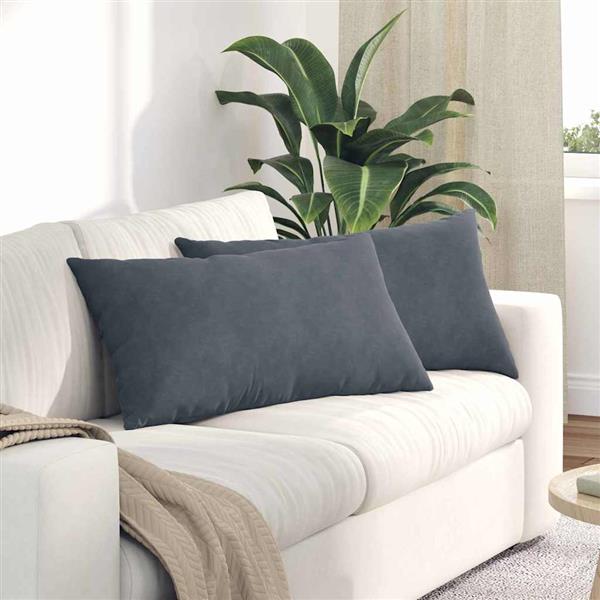 Grote foto vidaxl sofa kussens 2 pcs donkergrijs 80 x 40 cm katoen stof huis en inrichting woningdecoratie
