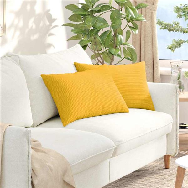 Grote foto vidaxl sofa kussens 2 pcs lichtgeel 60 x 40 cm katoen stof huis en inrichting woningdecoratie