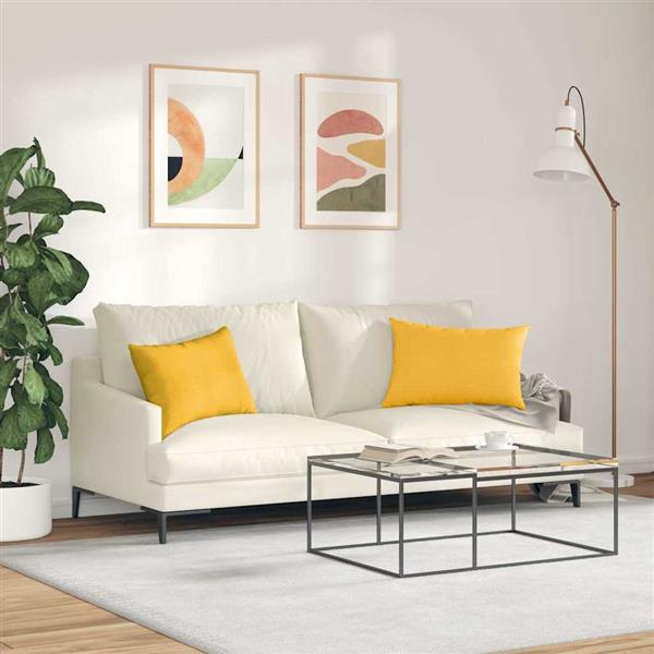 Grote foto vidaxl sofa kussens 2 pcs lichtgeel 60 x 40 cm katoen stof huis en inrichting woningdecoratie