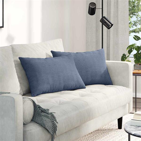 Grote foto vidaxl sofa kussens 2 pcs blauw 60 x 40 cm katoen stof huis en inrichting woningdecoratie