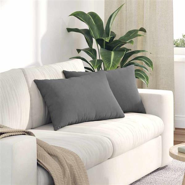 Grote foto vidaxl sofa kussens 2 pcs donkergrijs 60 x 40 cm stof huis en inrichting woningdecoratie