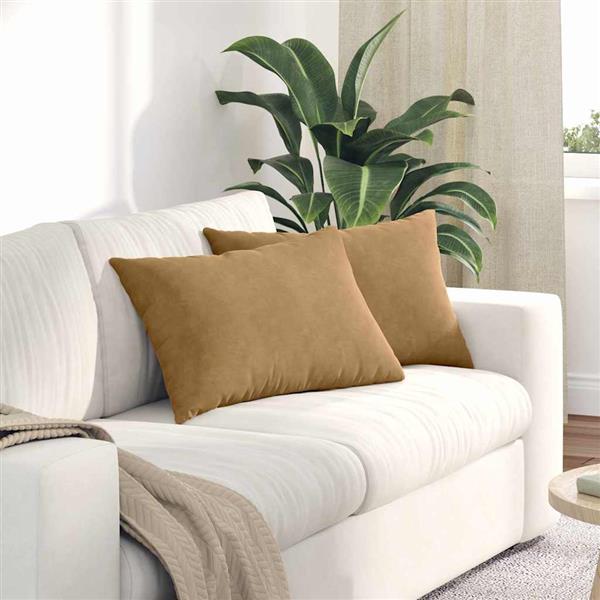 Grote foto vidaxl sofa kussens 2 pcs bruin 60 x 40 cm katoen stof huis en inrichting woningdecoratie