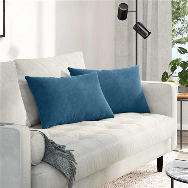 Grote foto vidaxl sofa kussens 2 pcs blauw 60 x 40 cm katoen stof huis en inrichting woningdecoratie