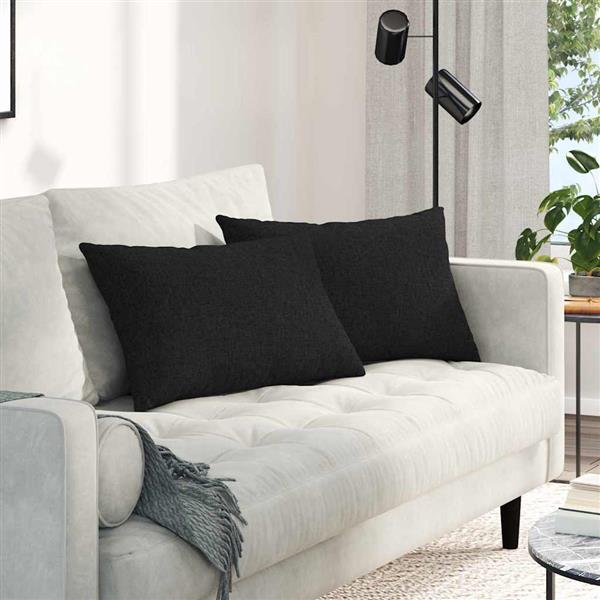 Grote foto vidaxl sofa kussens 2 pcs zwart 60 x 40 cm stof huis en inrichting woningdecoratie