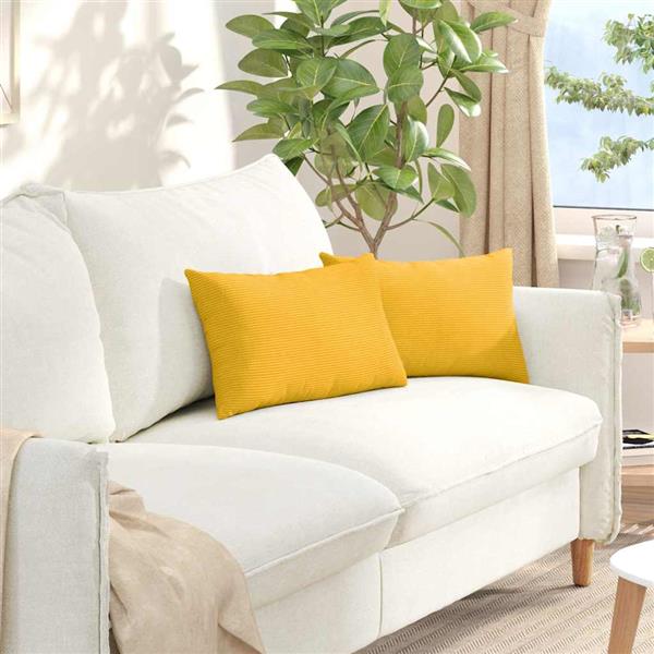 Grote foto vidaxl sofa kussens 2 pcs lichtgeel 50 x 30 cm katoen stof huis en inrichting woningdecoratie