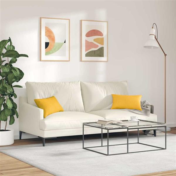 Grote foto vidaxl sofa kussens 2 pcs lichtgeel 50 x 30 cm katoen stof huis en inrichting woningdecoratie
