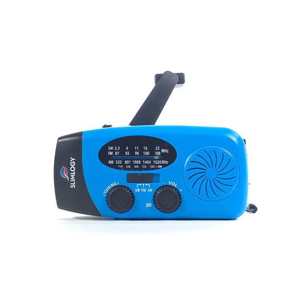 Grote foto slimlogy r3 mini 2000 mah noodradio nood zaklamp laadbaar met crank blauw telecommunicatie batterijen en accu