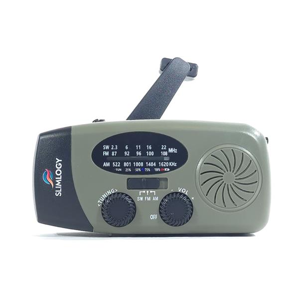 Grote foto slimlogy r3 mini 2000 mah noodradio nood zaklamp laadbaar met crank olijfgroen telecommunicatie batterijen en accu