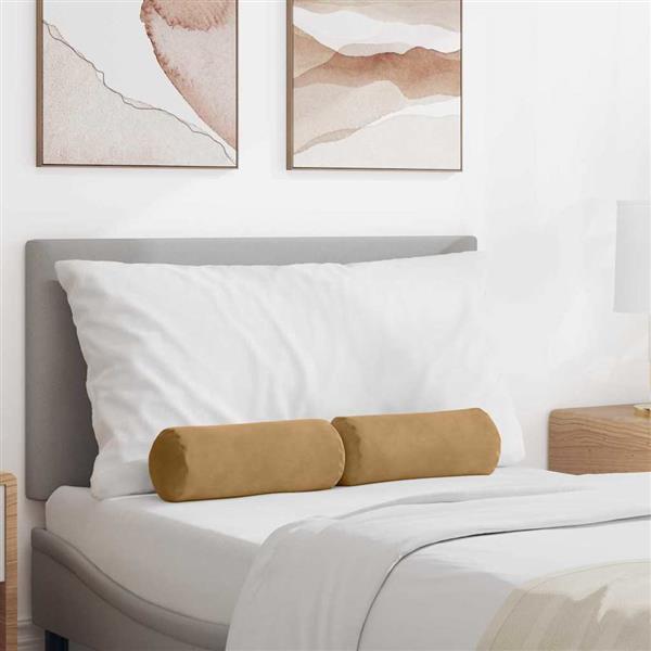 Grote foto vidaxl bolster kussens 2 pcs bruin 15 x 40 cm katoen stof huis en inrichting woningdecoratie
